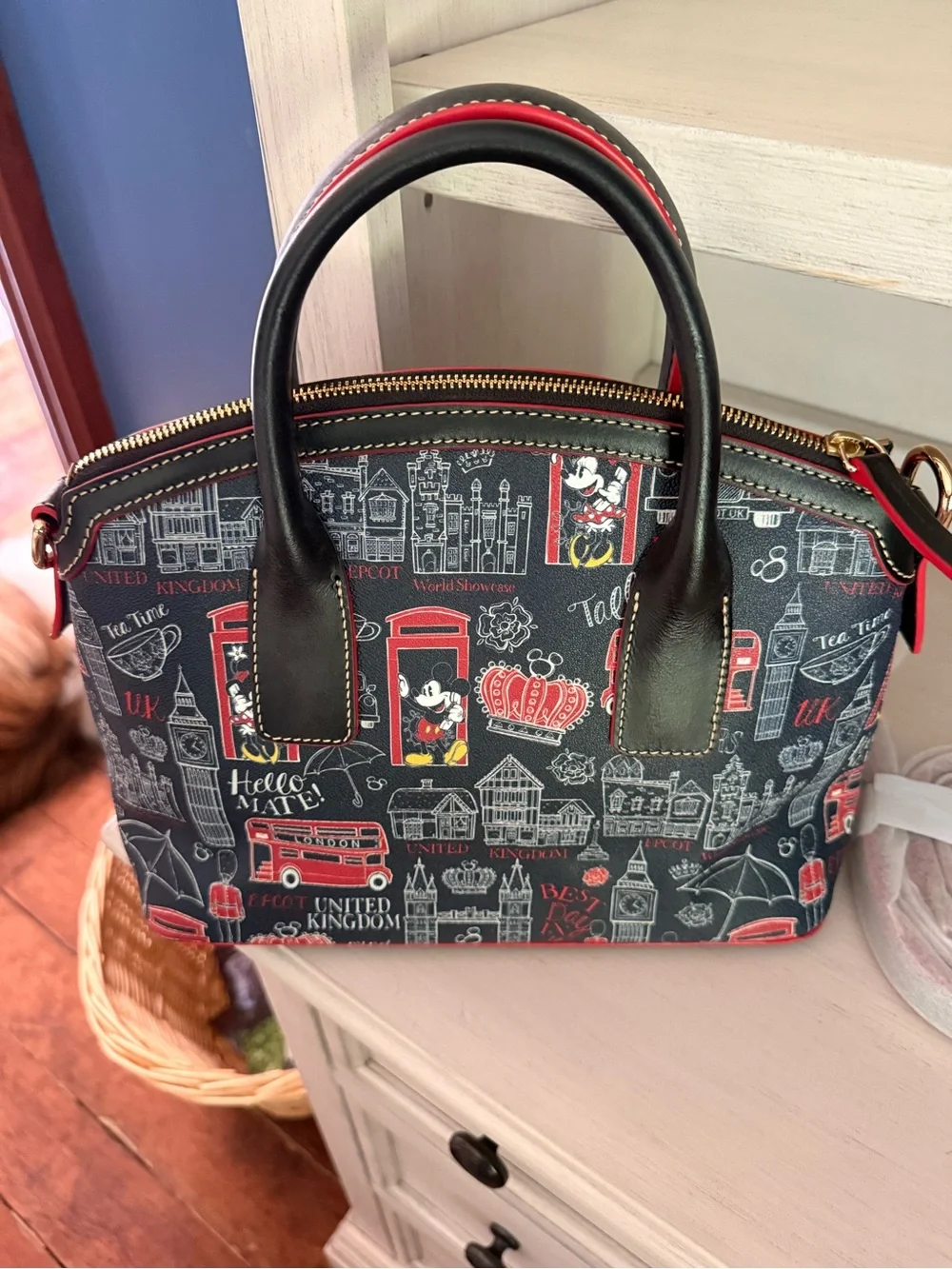 Dooney & Bourke Mickey and Minnie London Print Satchel